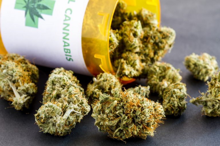 Medical hemp in a prescription container.