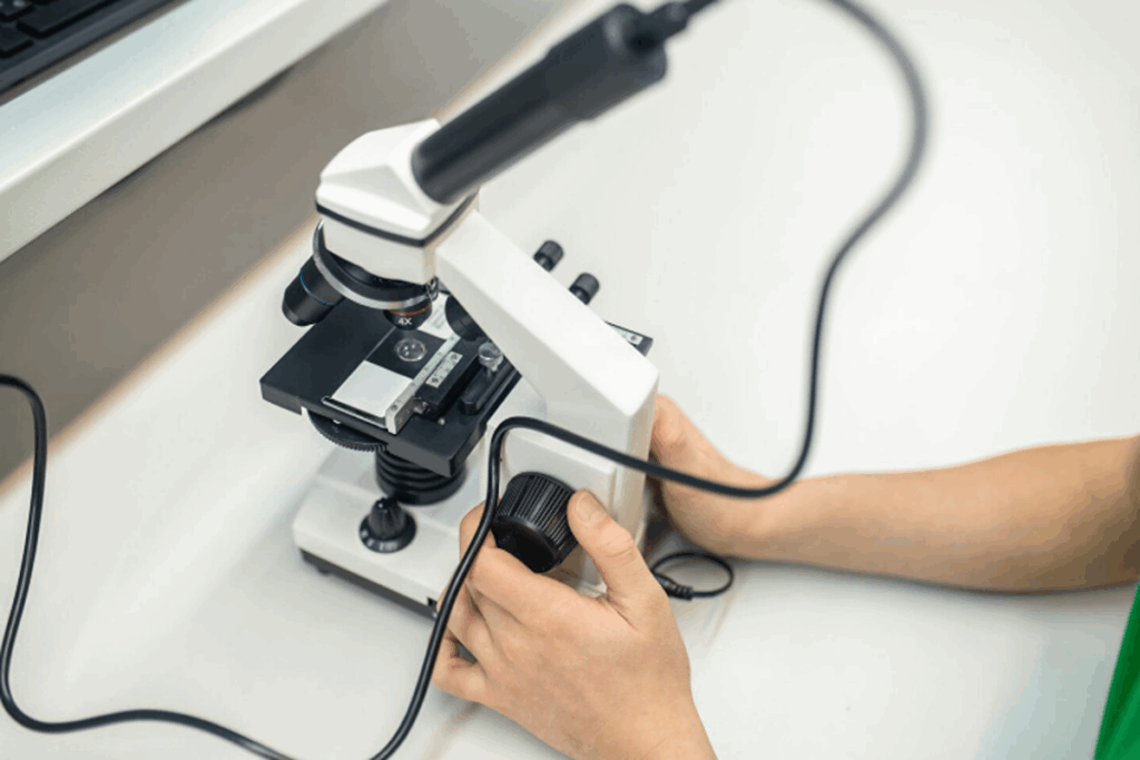 A person using the lab spectrometer.