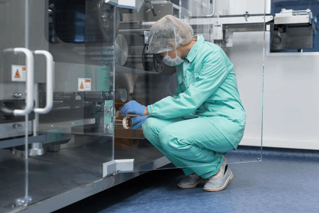 Lab technician using refurbished laboratory equipment.