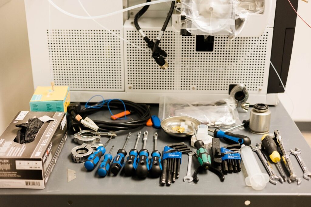 Tools for refurbishing lab equipment.