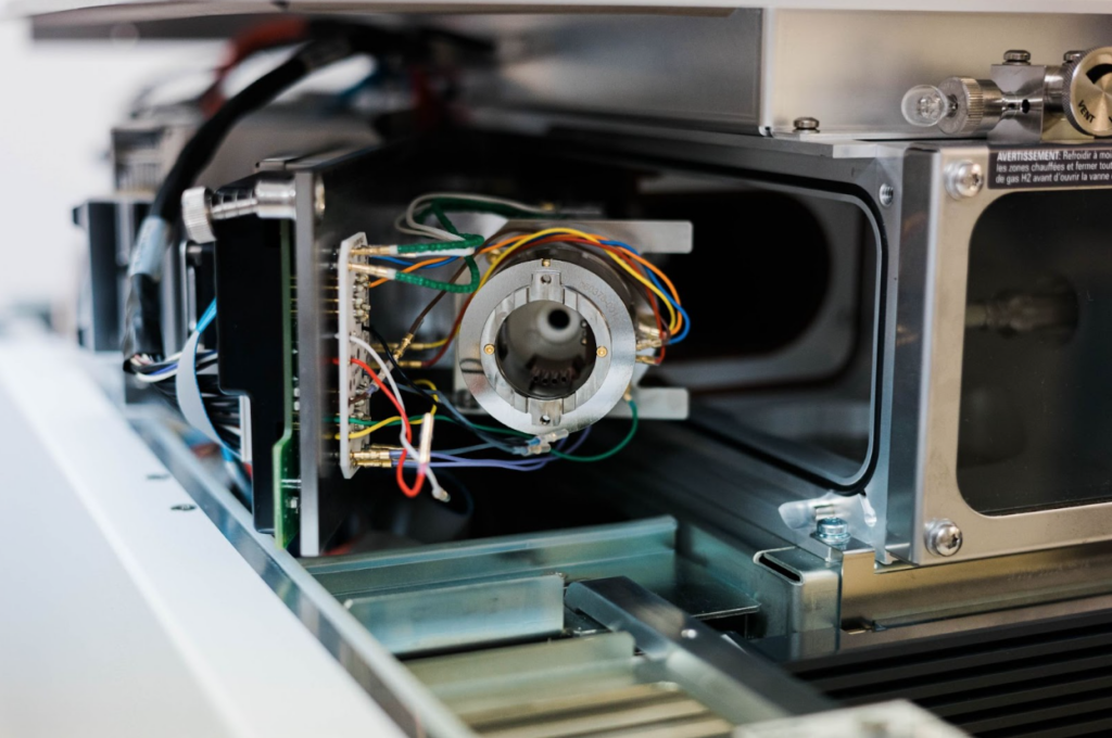 Inside wires of a Gas Chromatography System.